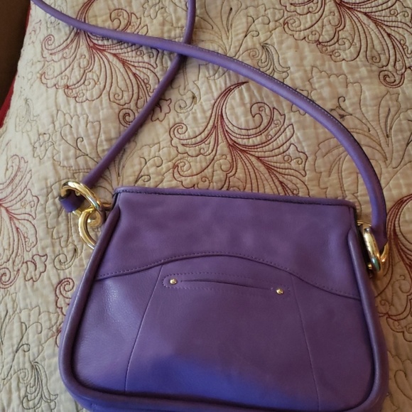 B. Makowsky Leather Crossbody Bag beautiful purple - Picture 3 of 7